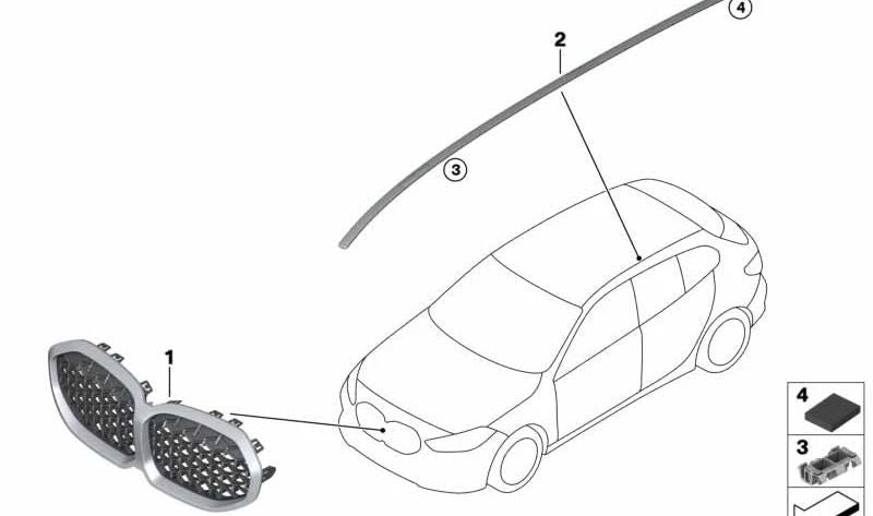 Rejilla Decorativa Frontal para BMW F40 (OEM 51135A39367). Original BMW.