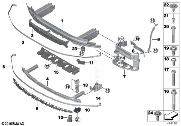 Amortiguador delantero derecho para BMW Serie 5 G30 (OEM 51117436596). Original BMW.