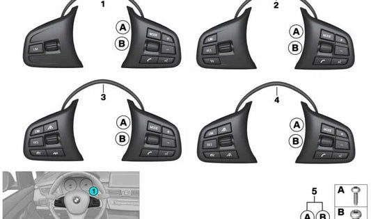 Multifunktionstaste für Sportlenker OEM 61319306404 für BMW F45, F46, F48. Original BMW