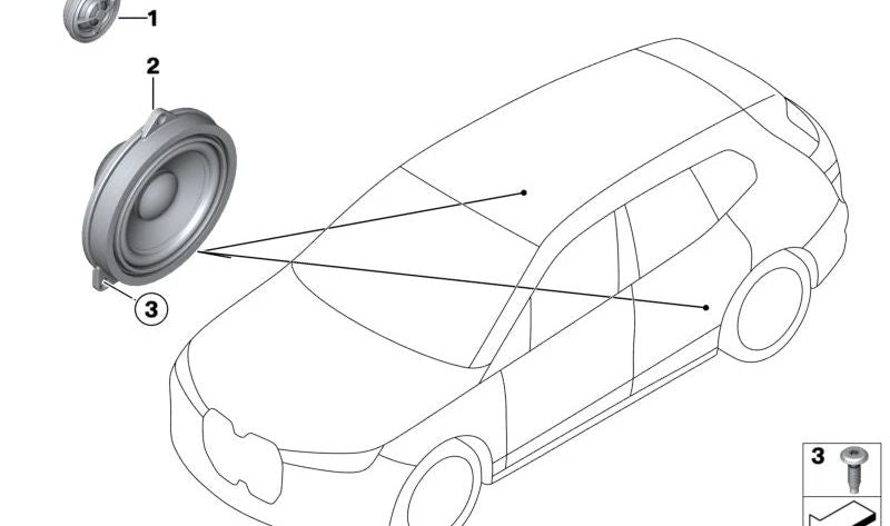 OEM media speaker 65139441905 for BMW IX (I20), X2 (U25). Original BMW.