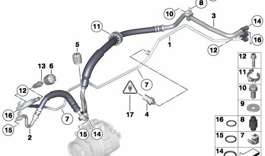 Tuyau de pression du compresseur-condensateur 64509224834 pour BMW Z4 (E89). BMW d'origine