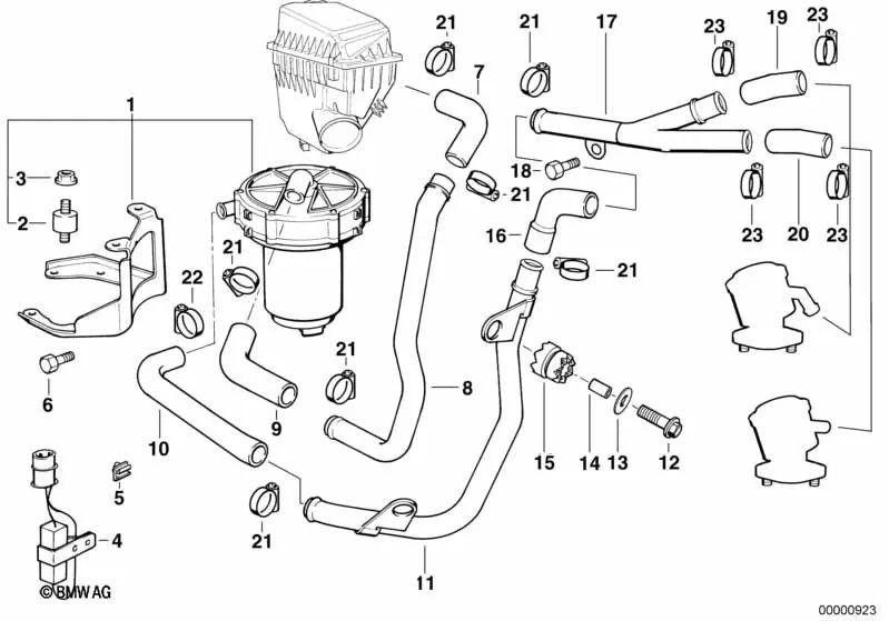 Línea de succión para BMW Serie 8 E31 (OEM 11721728879). Original BMW.