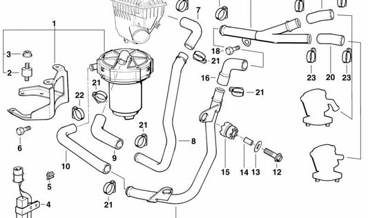 Manguito de aire OEM 11721728897 para BMW E31. Original BMW