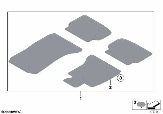 Juego de alfombrillas de terciopelo para BMW Serie 7 F02 (OEM 51479172807). Original BMW.