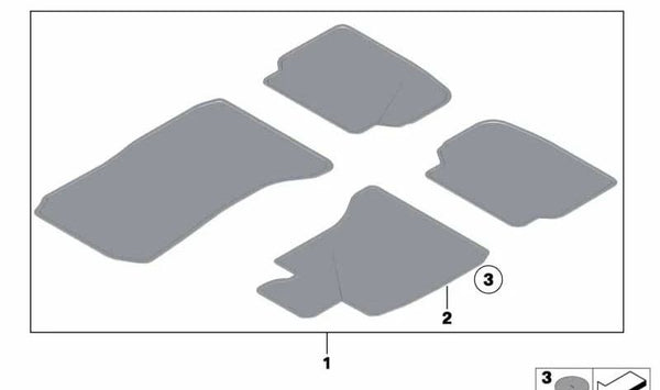 Alfombrilla de terciopelo lado del conductor para BMW F01, F02, F04 (OEM 51477230358). Original BMW