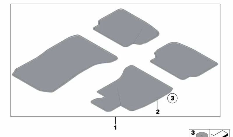 Alfombrilla de Velours Lado del Conductor para BMW F01, F02 (OEM 51477230365). Original BMW