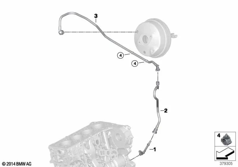 Tubería de vacío para BMW Serie 5 F07, F10, F11 Serie 6 F06, F12, F13 Serie 7 F01N, F02 (OEM 11667598231). Original BMW.