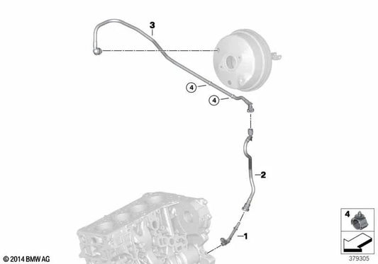 Tubería de vacío para BMW Serie 5 F07, F10, F11 Serie 6 F06, F12, F13 Serie 7 F01N, F02 (OEM 11667598231). Original BMW.