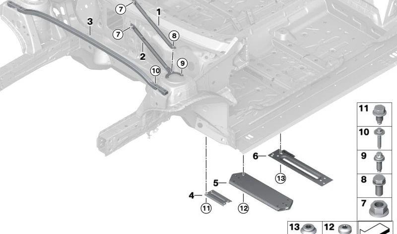 Portador de conexión túnel delantero para BMW F40, F44, F45, F46, F48, F39 (OEM 51717381493). Original BMW