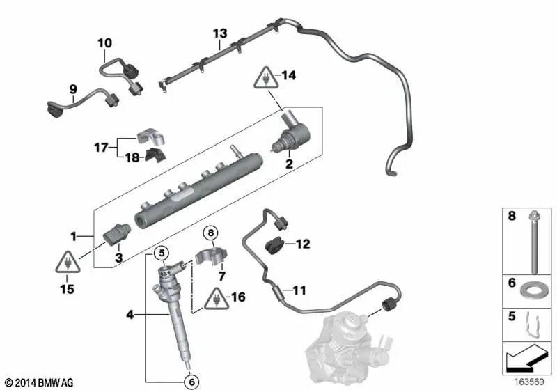 Acumulador de presión para BMW Serie 1 E81, E87N (OEM 13537801656). Original BMW.