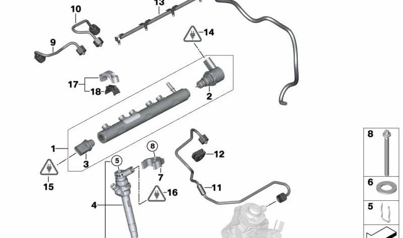 OEM de tubo de alta pressão 13537797884 para BMW E81, E82, E87, E88, E90, E91, E92, E84. BMW original.