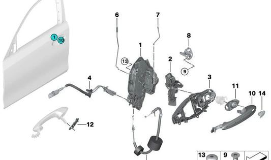 Cabo Bowden para a porta frontal externa OEM 51217474343 para BMW F44. BMW original.