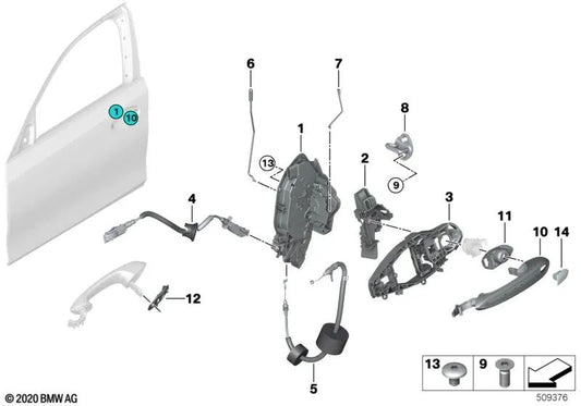 Barra de activación puerta delantera derecha para BMW F40 (OEM 51217446984). Original BMW