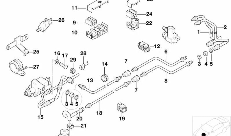 Tubo de retorno de suspensión (Vorlaufleitung) OEM 37131091125 para BMW E38. Original BMW.