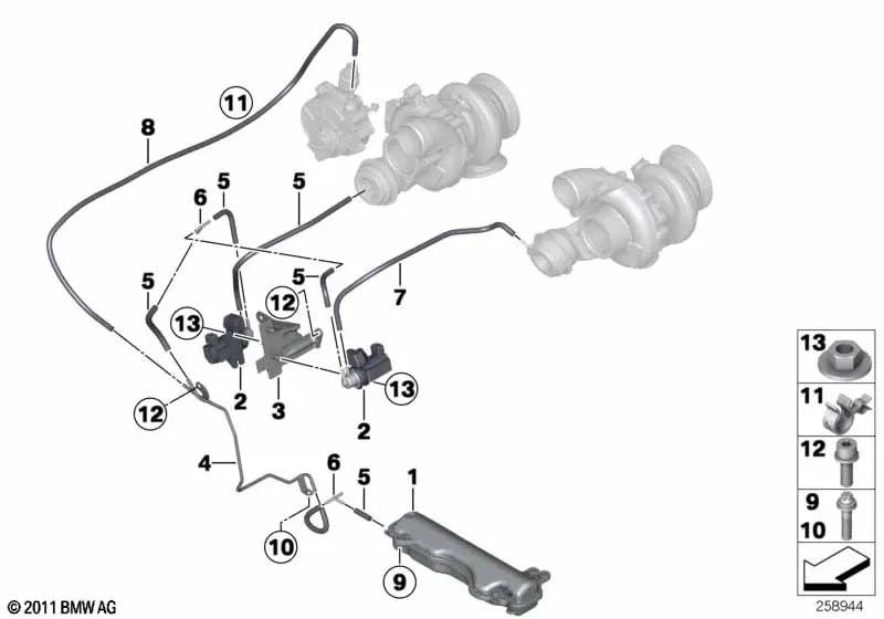 Tubo de vacío negro para BMW F10, F06, F12, F13 (OEM 11657847293). Original BMW