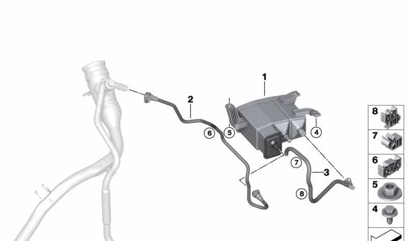 Tubo de ventilación del combustible OEM 16127483259 para BMW G11, G12. Original BMW.