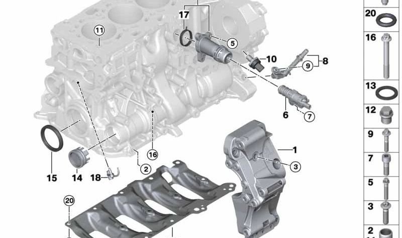 Soporte de motor OEM 11167619250 para BMW F20, F21, F22, F23, F30, F31, F34, F32, F33, F36, F10, F11, G30, G31, G11, G12, F25, G01, F26, G02. Original BMW.