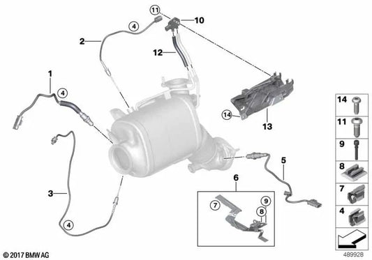 Sensor Lambda para BMW G30, G31, G32, G11, G11N, G12, G12N, G14, G15, G16, G01, G01N, G02, G02N, G05, G07 (OEM 13628589097). Original BMW