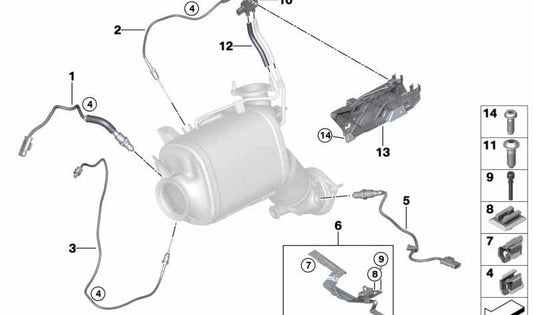 Sonda Lambda OEM 13628595102 para BMW G20, G21, G30, G31, G32, G11, G12, G01, G02, G05, G06, G07. Original BMW