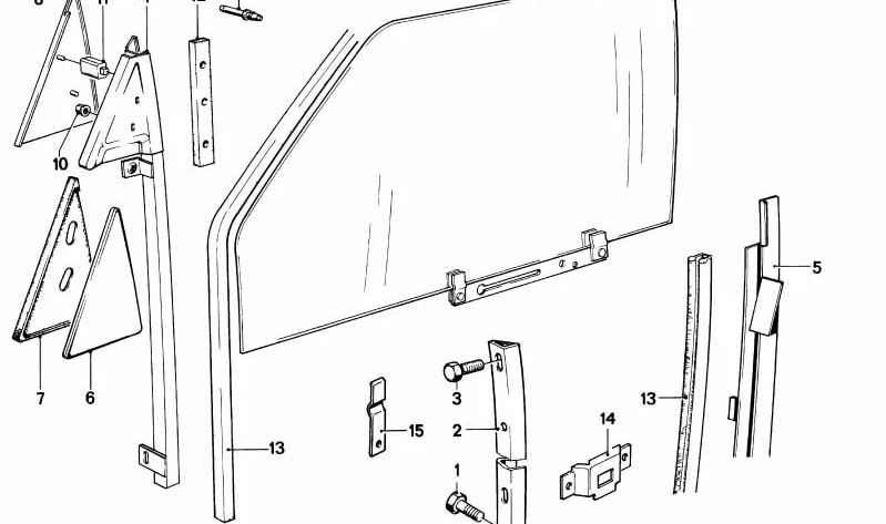 Guía de ventana de una pieza derecha para BMW Serie 3 E21 (OEM 51321888060). Original BMW