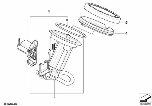 Unidad de bombeo con medidor de nivel de gasolina izquierda para BMW E60, E60N, E61, E61N, E63N, E64N (OEM 16146765827). Original BMW