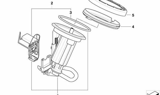 Unidad de alimentación con sensor de nivel izquierdo para BMW Serie 5 E60N, E61N (OEM 16147222316). Original BMW