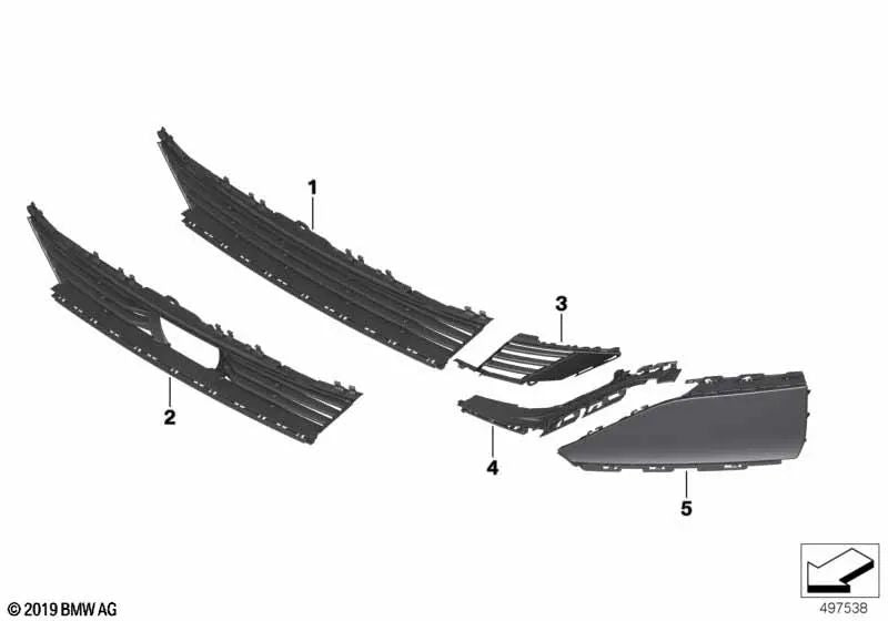 Central Air Intake Grille for BMW 7 Series G11N, G12N (OEM 51117475118). Genuine BMW