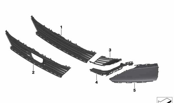 Rejilla de entrada de aire abierta izquierda para BMW G11N, G12N (OEM 51117475127). Original BMW.