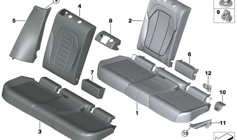 Tampa do assento de couro OEM 52208079944 para BMW G01, G02. BMW original.