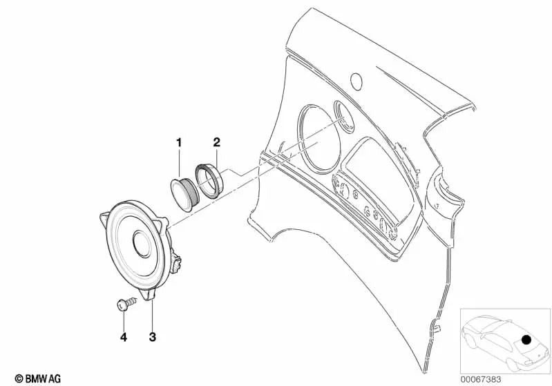 Altavoz de Agudos del Sistema Top-HiFi para BMW E46 (OEM 65136911465). Original BMW