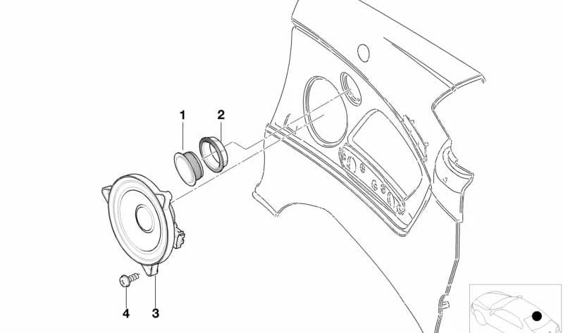 Altavoz de Agudos Sistema Top-HiFi para BMW Serie 3 E46 (OEM 65138383978). Original BMW.