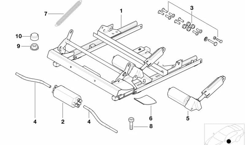 Guía de asiento derecha para BMW E52 Z8 (OEM 52107027220). Original BMW