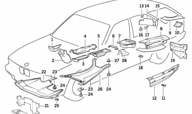 Revestimiento del Bajo del Coche para BMW E34, E32 (OEM 51711969484). Original BMW.