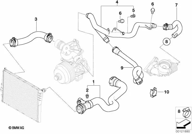 Manguera de agua para BMW E53 X5 (OEM 11532248057). Original BMW