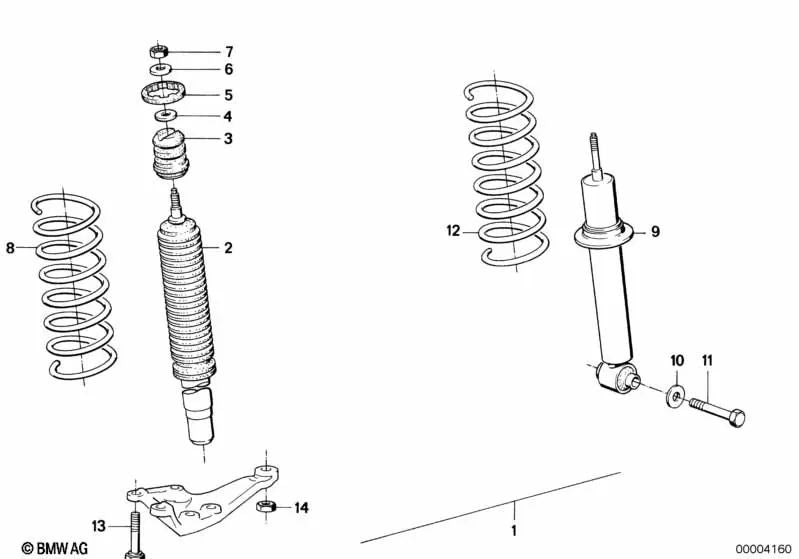 Resorte de compresión corto para BMW Serie 5 E28 (OEM 31332225646). Original BMW.