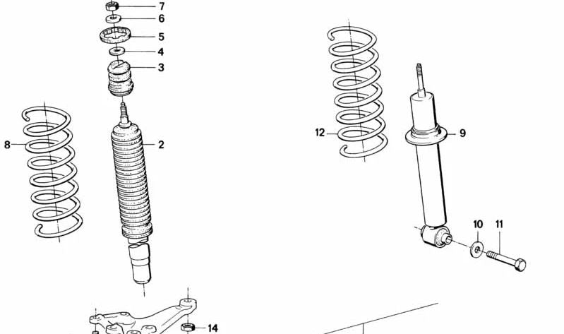 **Amortiguador trasero OEM 33522225664 para BMW E28. Original BMW.**