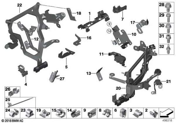 Soporte de tubo para BMW F22 Serie 2, F30 Serie 3, F07, F07N, F10, F10N, F11, F11N Serie 5, F06, F06N, F12, F12N, F13, F13N Serie 6, F01, F01N, F02, F02N Serie 7 (OEM 17127629134). Original BMW.