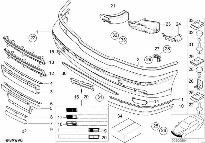 Rechte vordere Zierleiste für BMW E39 (OEM 51118226562). Original BMW.