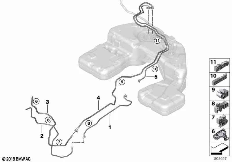 Fuel return line for BMW X7 G07, G07N (OEM 16127439974). Original BMW.