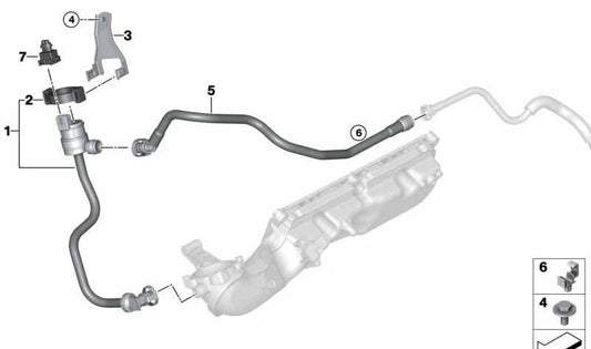 Suporte da mangueira OEM 13907600070 para BMW E70, E71, E72. BMW original.