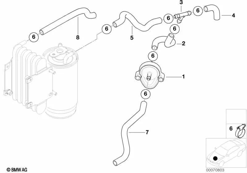 Verteilerstück para BMW E30, E28, E34, E39, E32, E31, E52 (OEM 16121182197). Original BMW