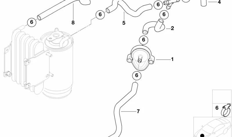 Molded Hose for BMW 5 Series E39 (OEM 13537787416). Original BMW