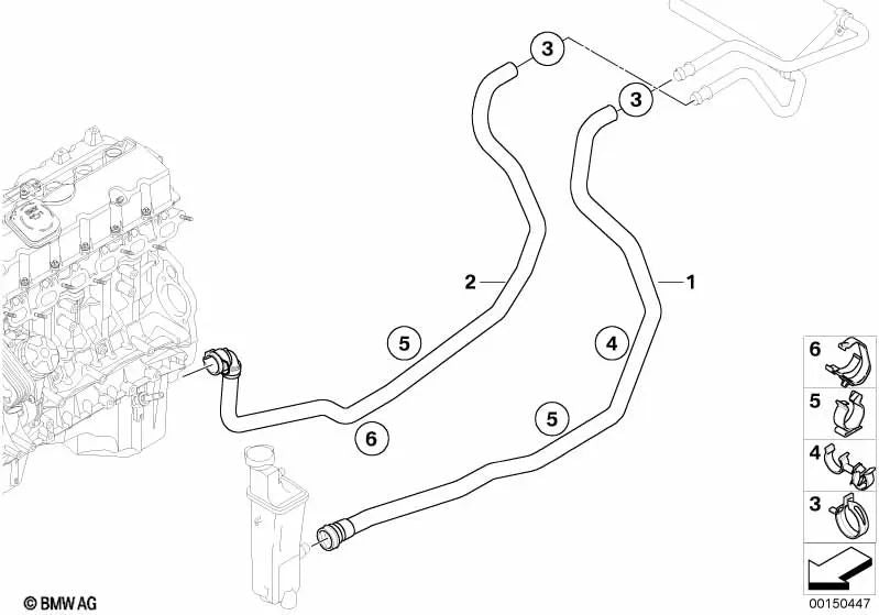 Manguera Bypass del Motor-Radiador para BMW Z4 E85, E86 (OEM 64216962464). Original BMW