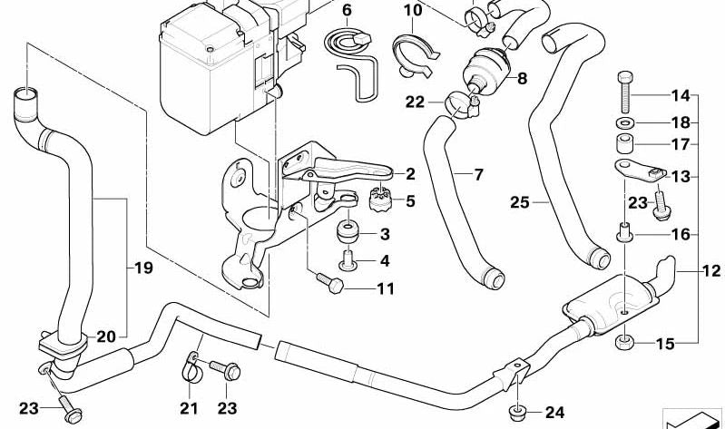 Tubo de escape para BMW E53 (OEM 64126908340). Original BMW