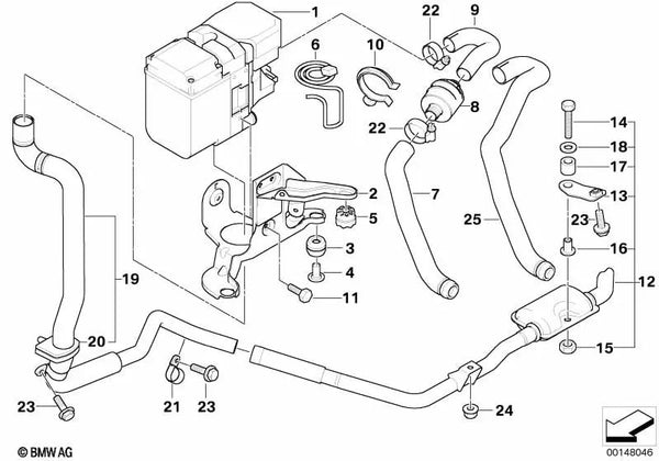 Soporte de tubo de escape para BMW E53 (OEM 64128380033). Original BMW.