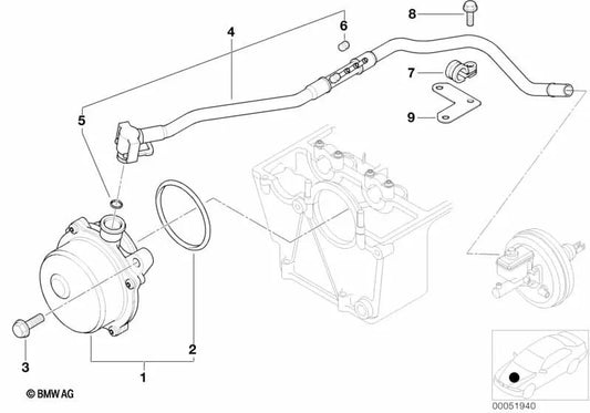 Bomba de vacío para BMW Serie 7 E38, E65 (OEM 11662248632). Original BMW