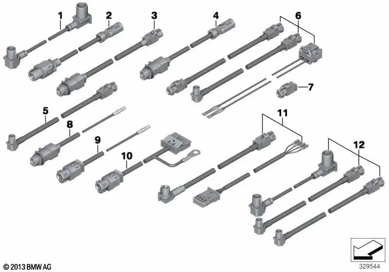 USB cable set for BMW F01, F02, F04 (OEM 61119219756). Genuine BMW