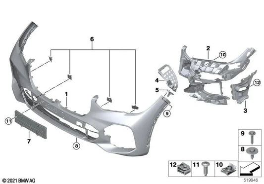 Portaplacas delantero para BMW G05, G18 (OEM 51118069224). Original BMW.