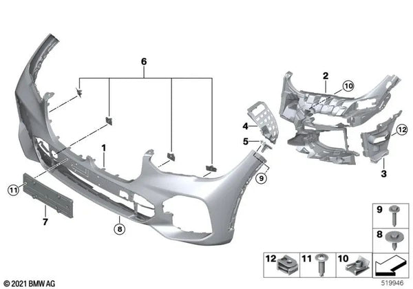 Portaplacas delantero para BMW G05, G18 (OEM 51118069224). Original BMW.