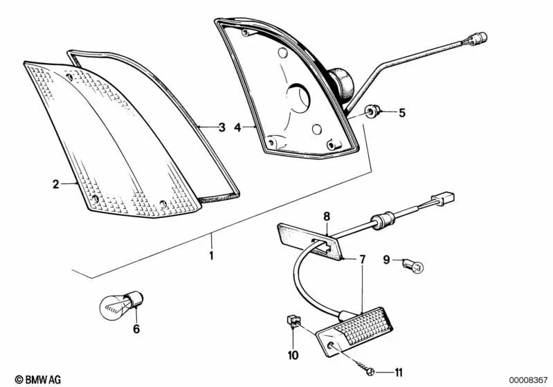 Luz de posición izquierda para BMW Serie 6 E24 (OEM 63131362927). Original BMW